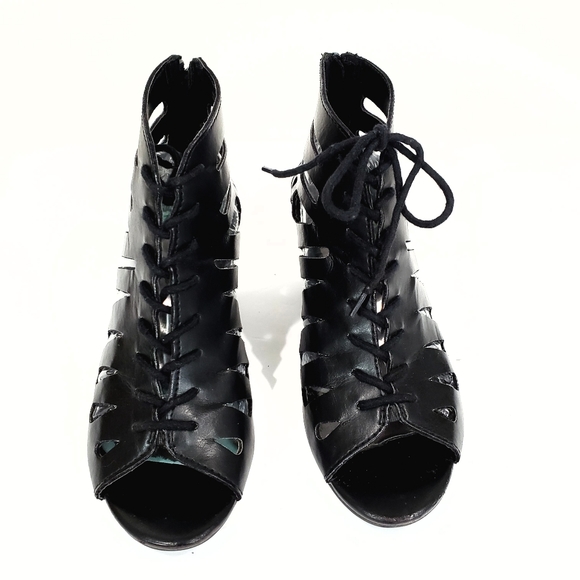 Brash Black Wedge Gladiator Sandal Shoe Size 8.5 - Picture 3 of 12